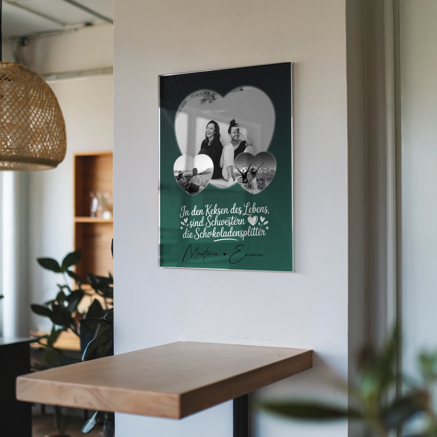 Personalisierte Foto Mit Acrylglas mit 3 Herz Fotos für besondere Geschenke