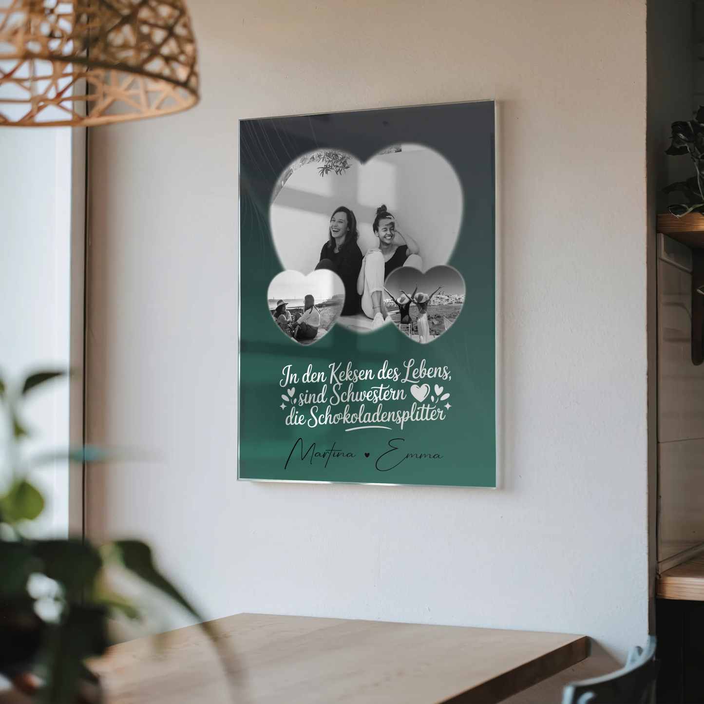 Personalisierte Foto Mit Acrylglas mit 3 Herz Fotos für besondere Geschenke