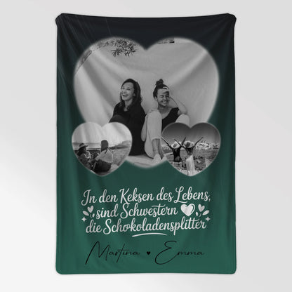 Personalisierte Kuscheldecke Mit Namen und 3 Herz Fotos für besondere Geschenke 7