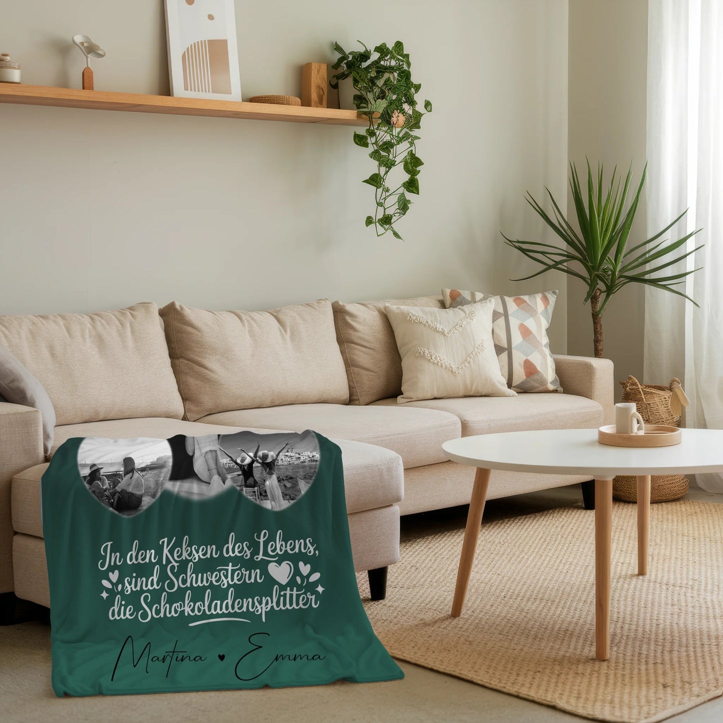 Personalisierte Kuscheldecke Mit Namen und 3 Herz Fotos für besondere Geschenke 4