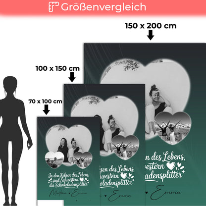 Personalisierte Kuscheldecke Mit Namen und 3 Herz Fotos für besondere Geschenke 5