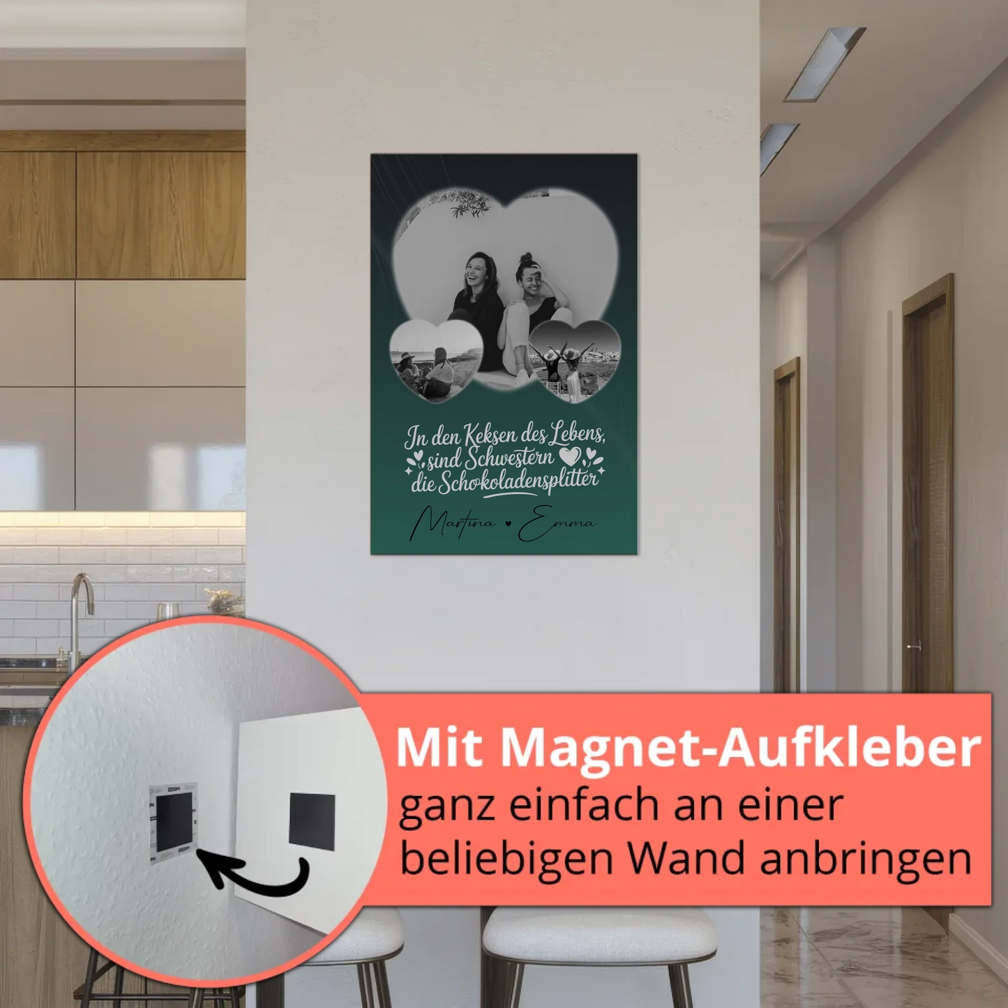 Personalisiertes Fotoboard Poster Magnetisch mit 3 Herz Fotos für individuelle Geschenke 5