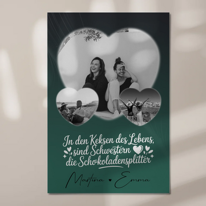 Personalisiertes Fotoboard Poster Magnetisch mit 3 Herz Fotos für individuelle Geschenke 1