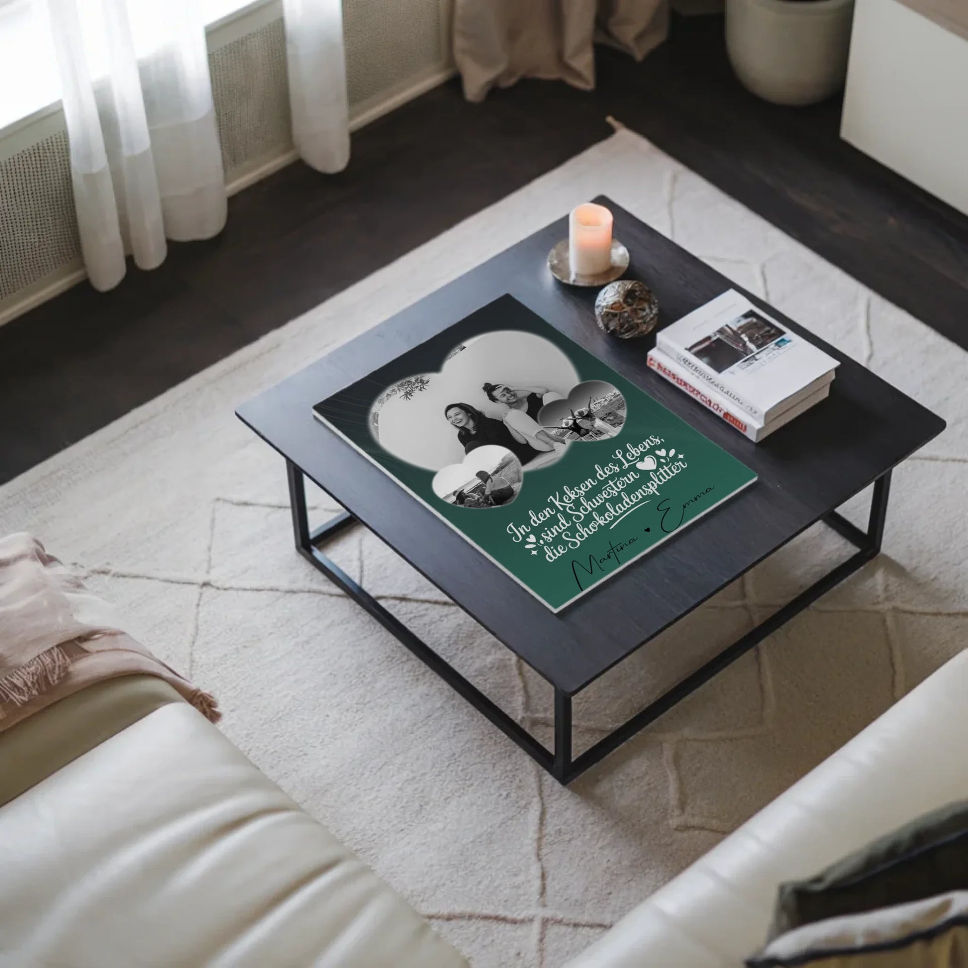 Personalisiertes Fotoboard Poster Magnetisch mit 3 Herz Fotos für individuelle Geschenke 3