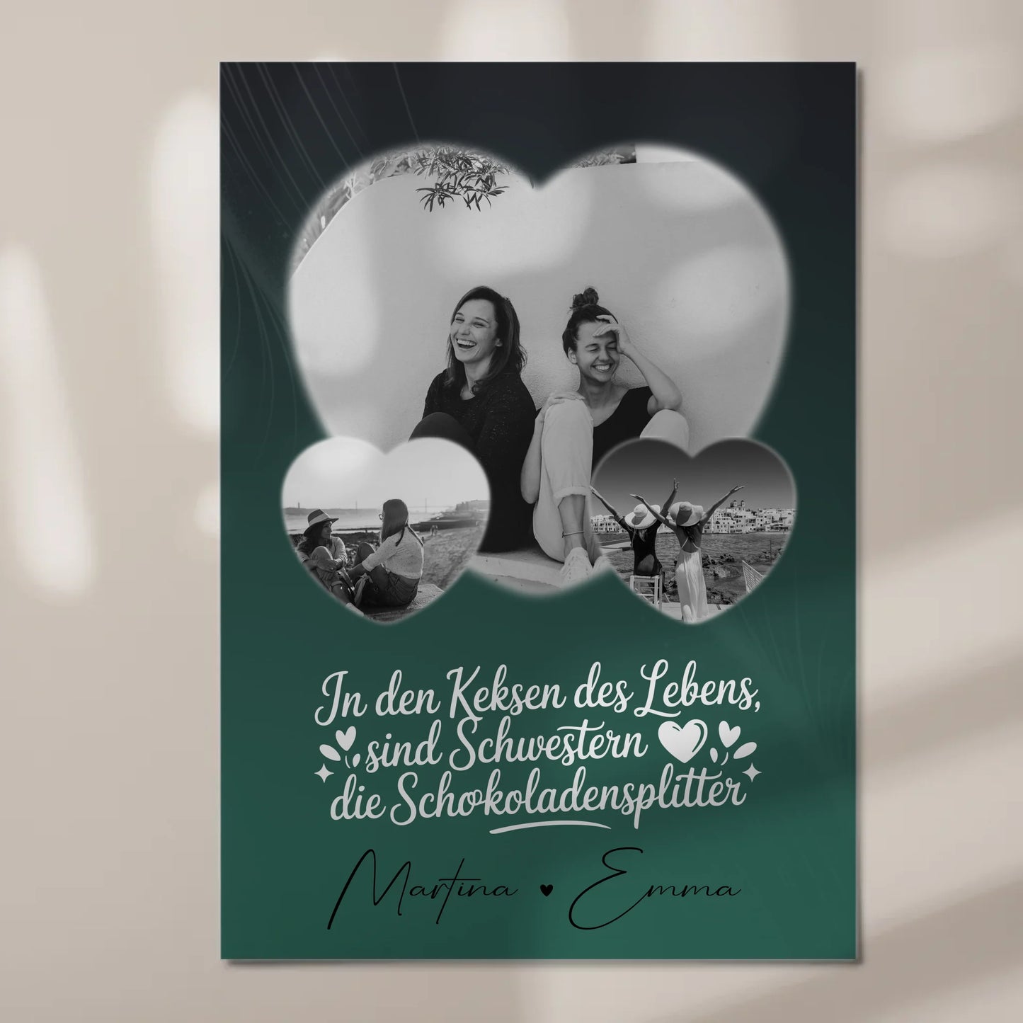 Personalisiertes Fotoboard Poster Magnetisch mit 3 Herz Fotos für individuelle Geschenke 7