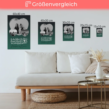 Personalisiertes Fotoboard Poster Magnetisch mit 3 Herz Fotos für individuelle Geschenke