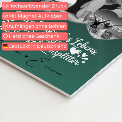 Personalisiertes Fotoboard Poster Magnetisch mit 3 Herz Fotos für individuelle Geschenke