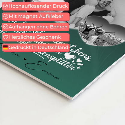 Personalisiertes Fotoboard Poster Magnetisch mit 3 Herz Fotos für individuelle Geschenke