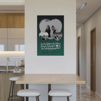 Personalisiertes Fotoboard Poster Magnetisch mit 3 Herz Fotos für individuelle Geschenke