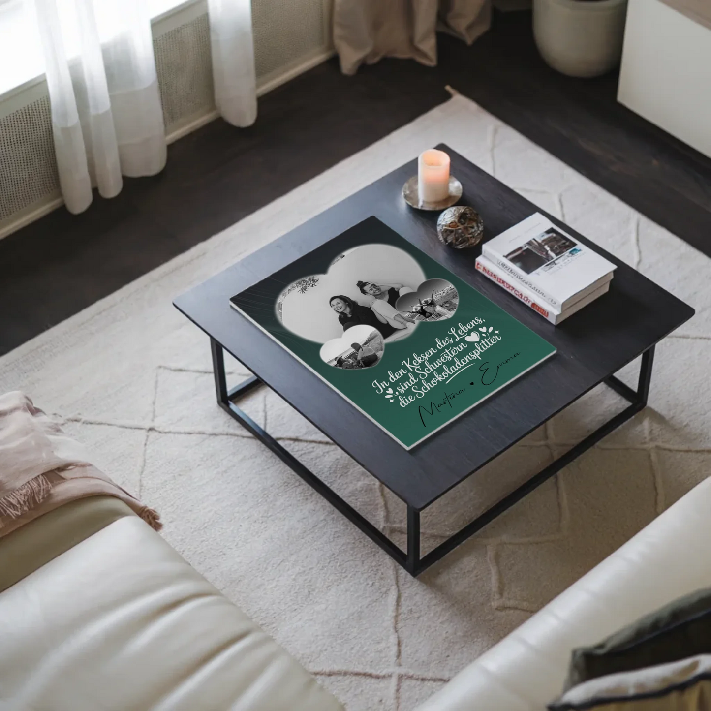 Personalisiertes Fotoboard Poster Magnetisch mit 3 Herz Fotos für individuelle Geschenke