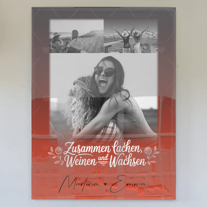 Personalisierte Geschenke mit Foto Mit Acrylglas 3 Fotos Zusammen lachen weinen