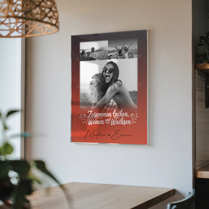 Personalisierte Geschenke mit Foto Mit Acrylglas 3 Fotos Zusammen lachen weinen