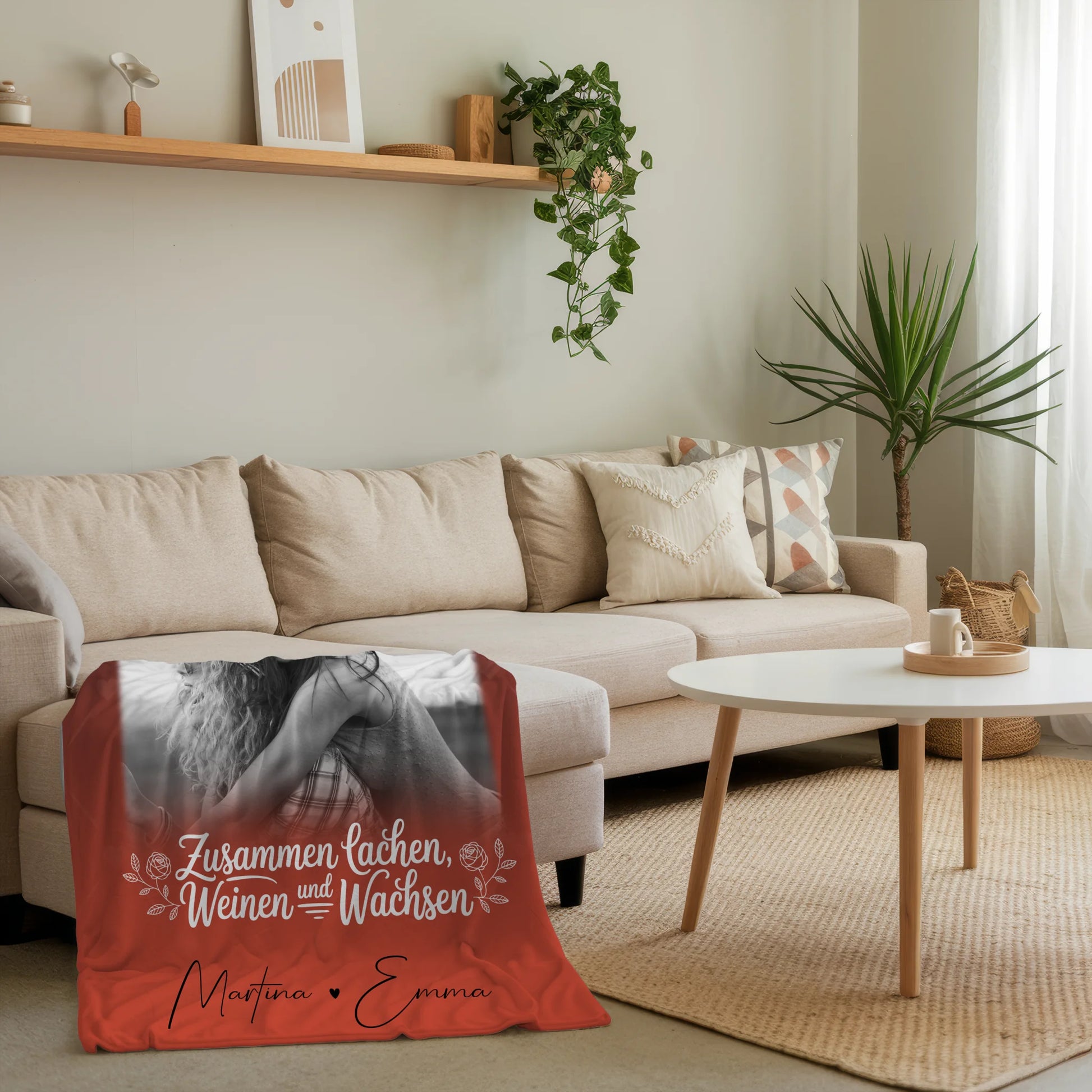 Personalisierte Decke Schwester mit 3 Fotos Zusammen lachen weinen Geschenkidee 4