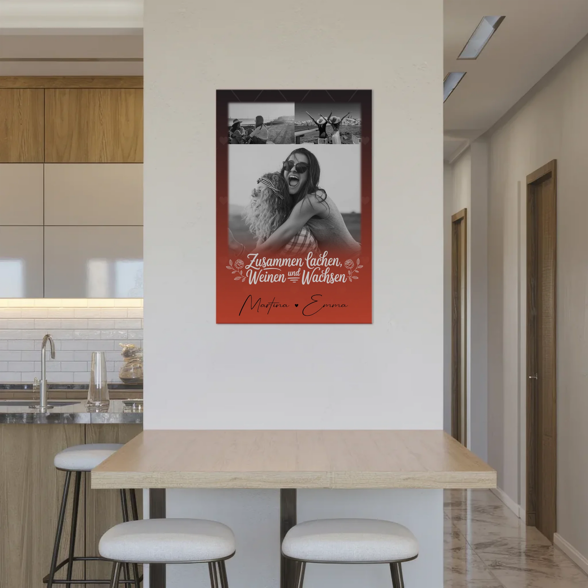 Personalisiertes Fotoboard Poster Magnetisch mit 3 Fotos Zusammen lachen weinen 2