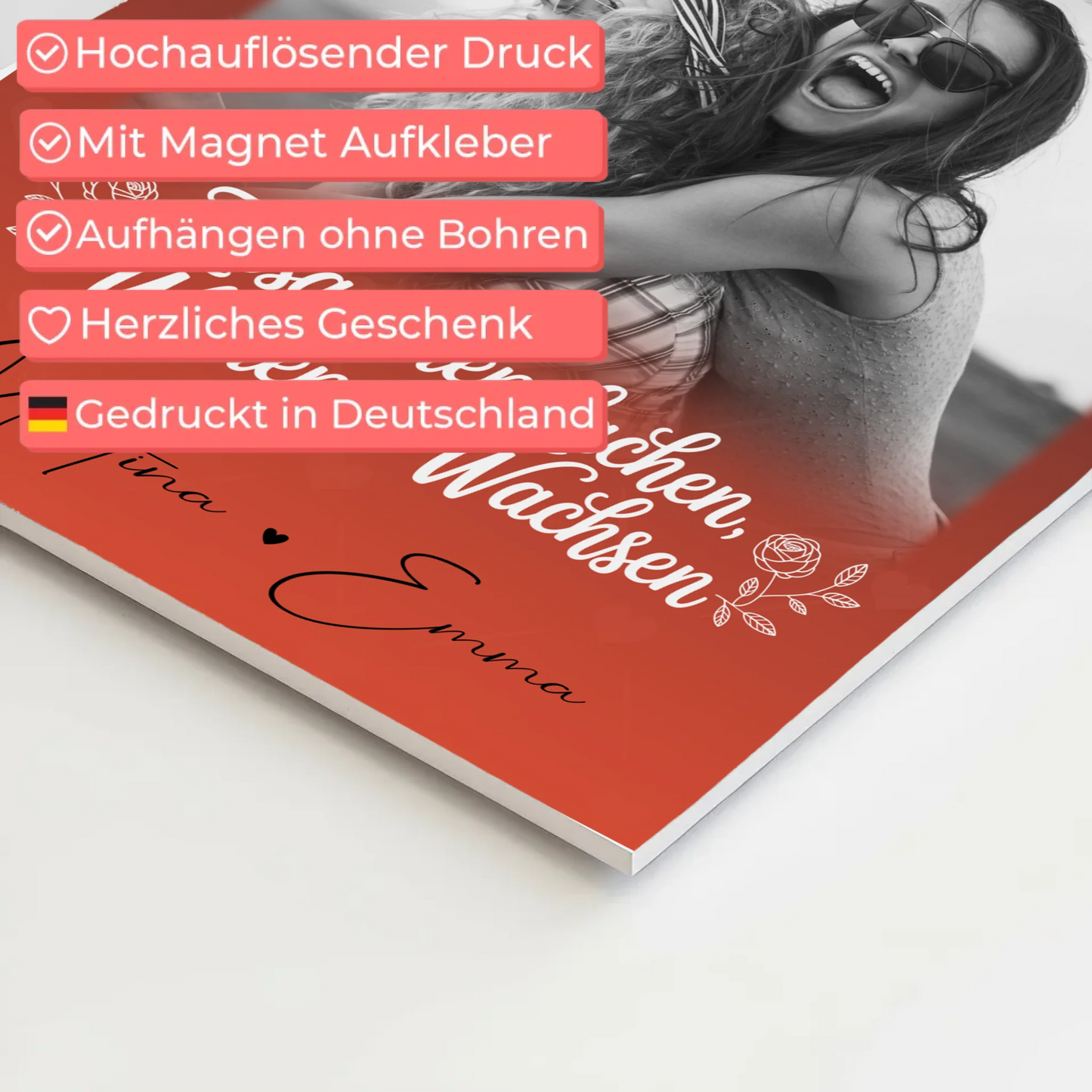 Personalisiertes Fotoboard Poster Magnetisch mit 3 Fotos Zusammen lachen weinen 4