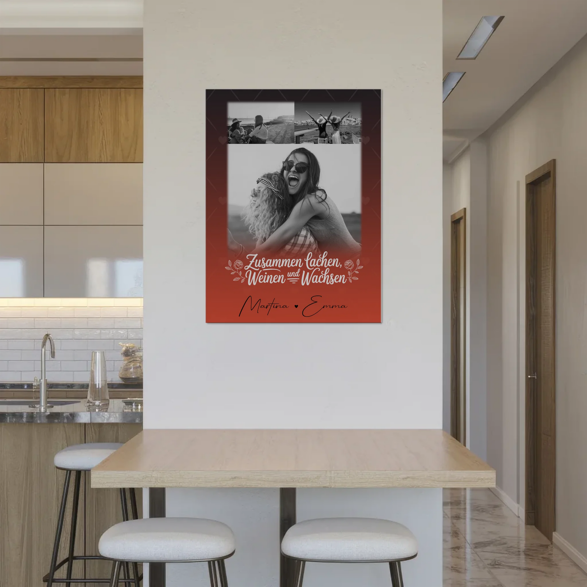 Personalisiertes Fotoboard Poster Magnetisch mit 3 Fotos Zusammen lachen weinen 8