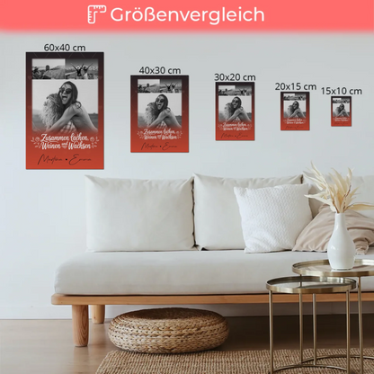Personalisiertes Fotoboard Poster Magnetisch mit 3 Fotos Zusammen lachen weinen