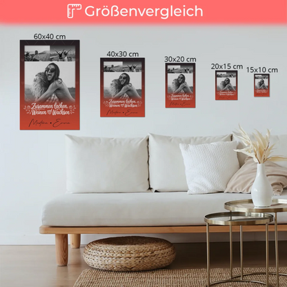 Personalisiertes Fotoboard Poster Magnetisch mit 3 Fotos Zusammen lachen weinen