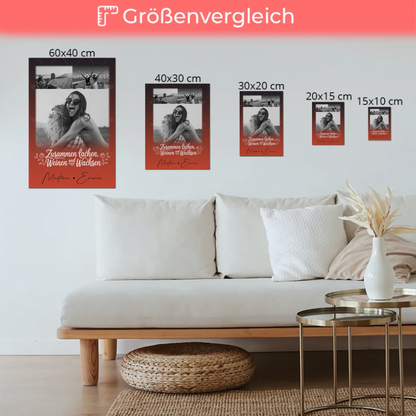 Personalisiertes Fotoboard Poster Magnetisch mit 3 Fotos Zusammen lachen weinen
