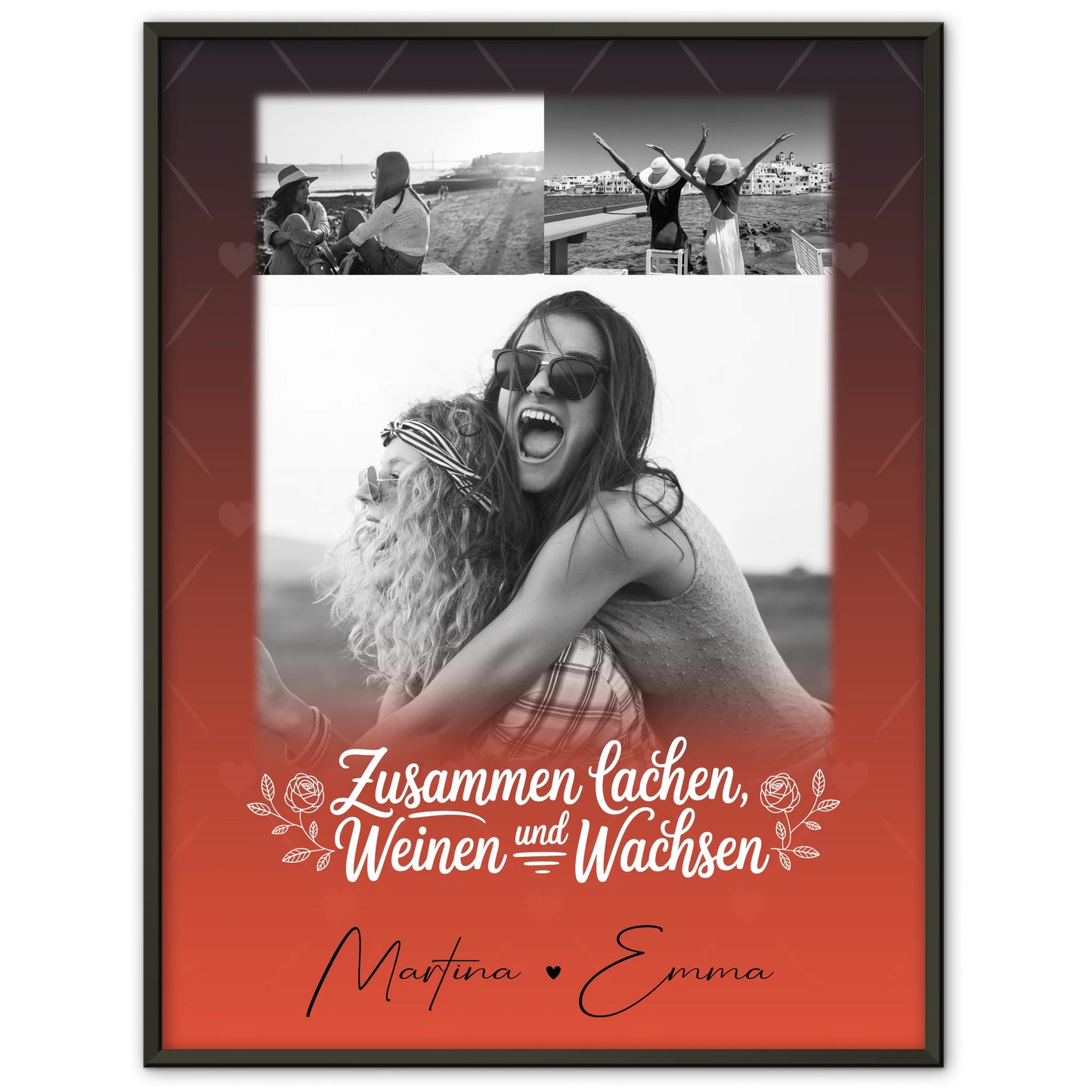Geschwister Poster Personalisiert Zusammen lachen weinen Geschenk mit 3 Fotos