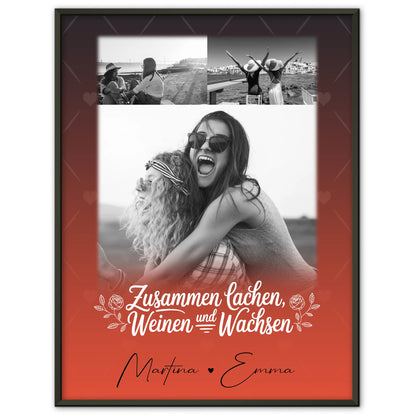 Geschwister Poster Personalisiert Zusammen lachen weinen Geschenk mit 3 Fotos