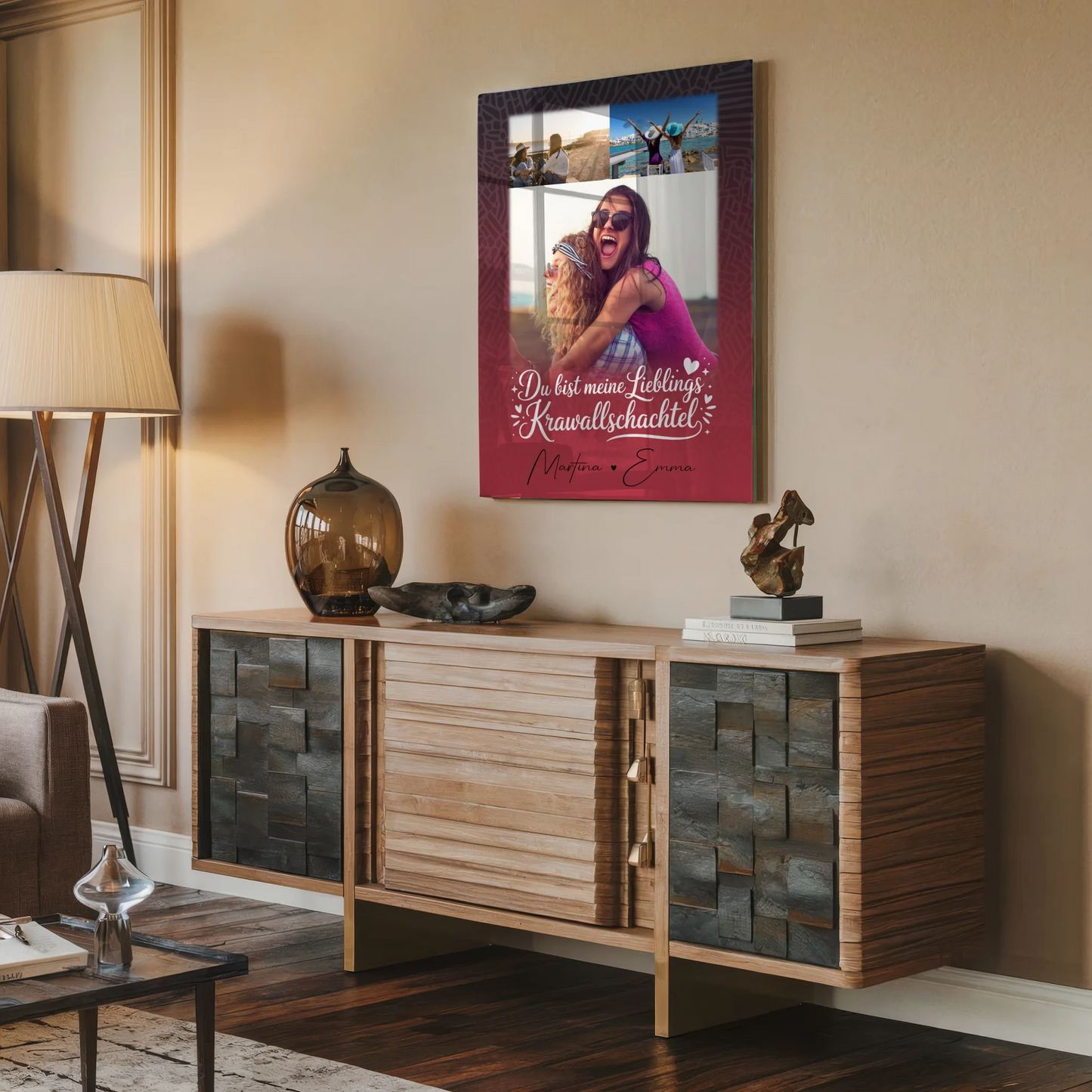 Personalisierte Foto Acrylglas mit 3 Fotos und Lieblings Krawallschachtel für einzigartige Geschenke