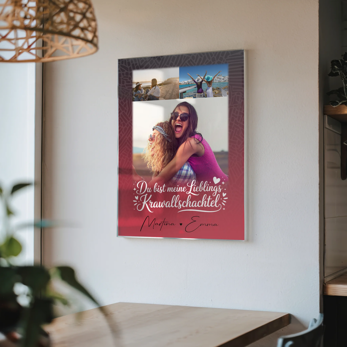 Personalisierte Foto Acrylglas mit 3 Fotos und Lieblings Krawallschachtel für einzigartige Geschenke