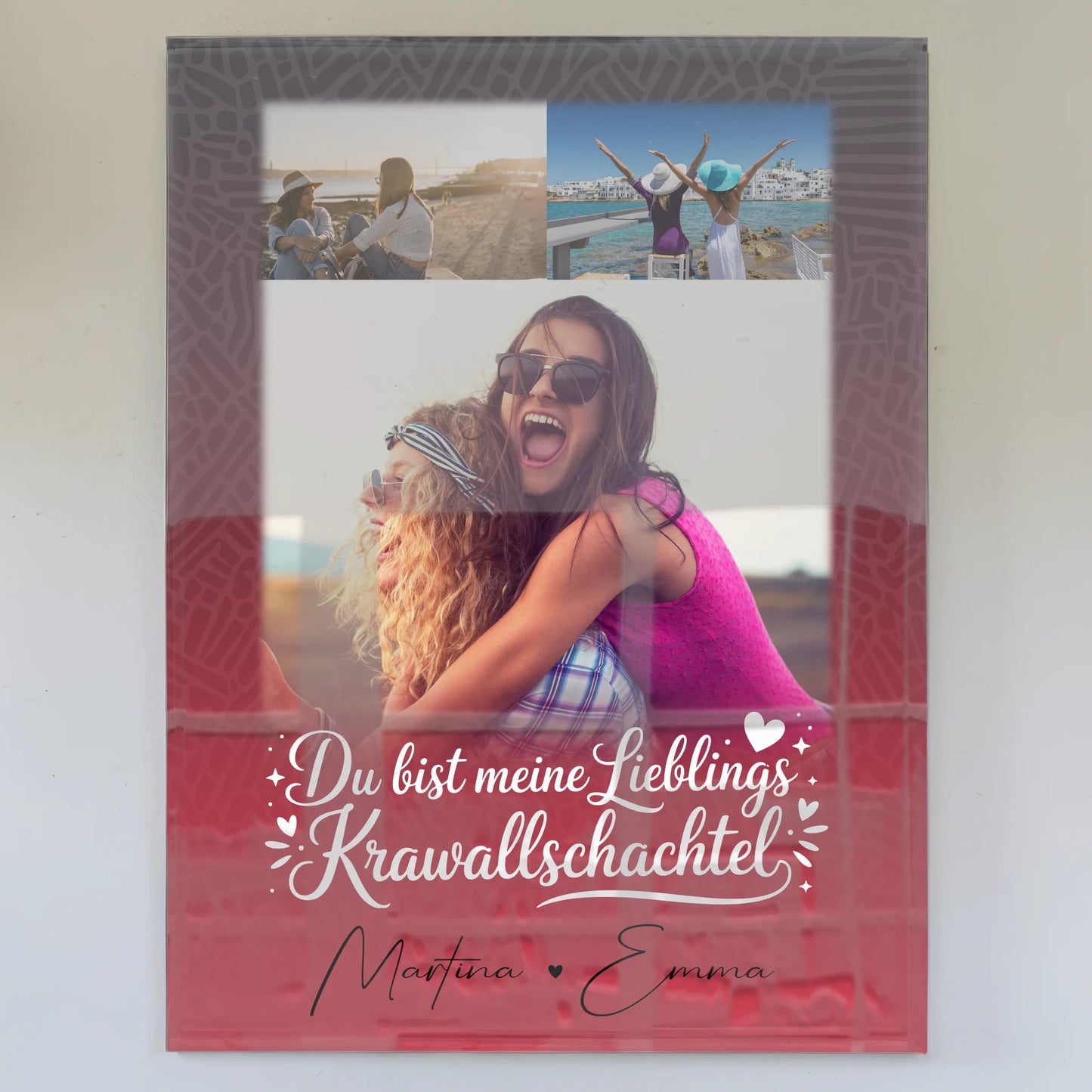 Personalisierte Foto Acrylglas mit 3 Fotos und Lieblings Krawallschachtel für einzigartige Geschenke