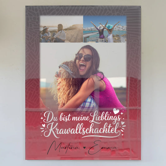 Personalisierte Foto Acrylglas mit 3 Fotos und Lieblings Krawallschachtel für einzigartige Geschenke