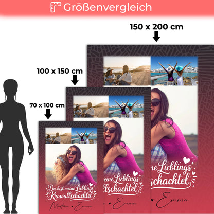 Personalisierte Decke Mit Namen mit 3 Fotos und Lieblings Krawallschachtel für einzigartige Geschenke 5