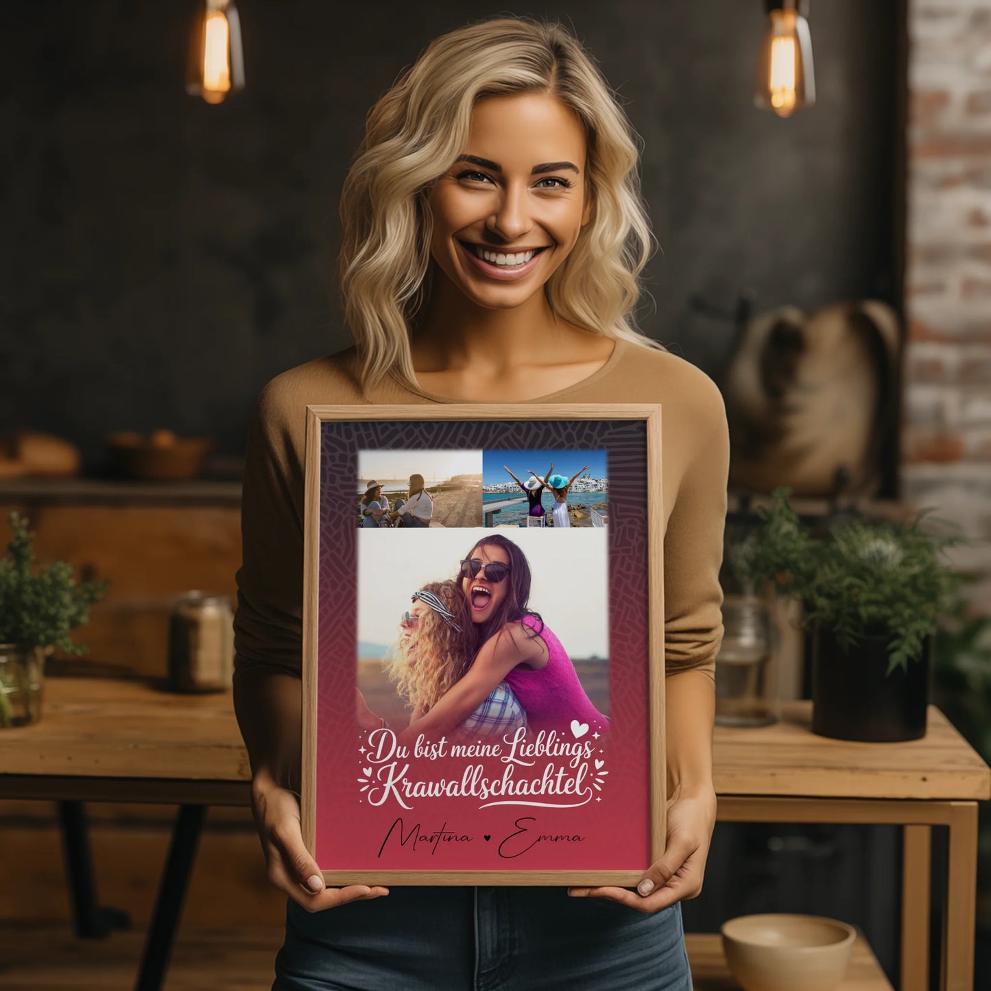 Schwester Poster für die Lieblings Krawallschachtel personalisiert mit 3 Fotos