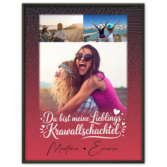 Schwester Poster für die Lieblings Krawallschachtel personalisiert mit 3 Fotos