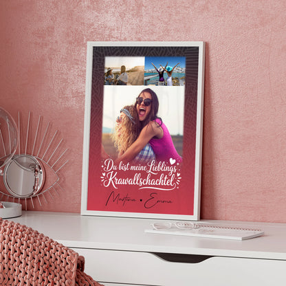 Schwester Poster für die Lieblings Krawallschachtel personalisiert mit 3 Fotos