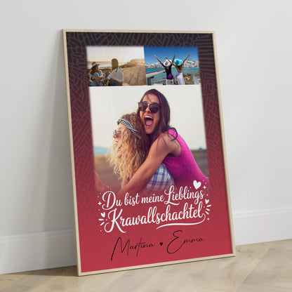 Schwester Poster für die Lieblings Krawallschachtel personalisiert mit 3 Fotos