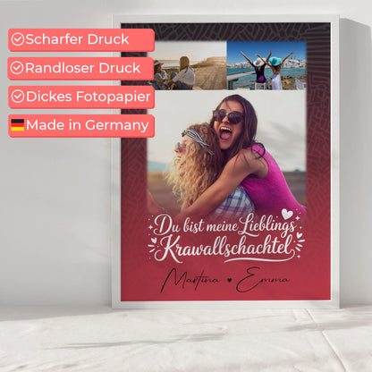 Schwester Poster für die Lieblings Krawallschachtel personalisiert mit 3 Fotos
