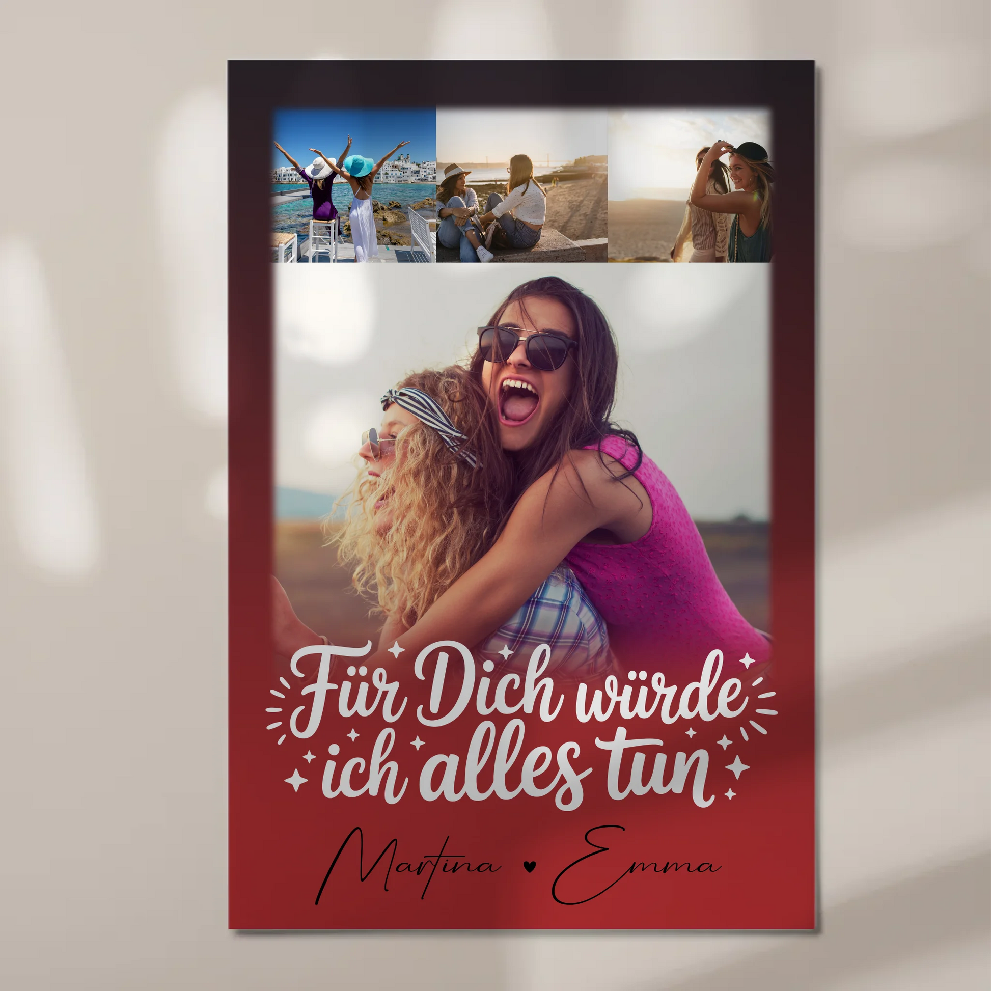 Magnetposter Fotoboard mit 4 Fotos Für dich würde ich alles tun personalisiertes Geschenk 1
