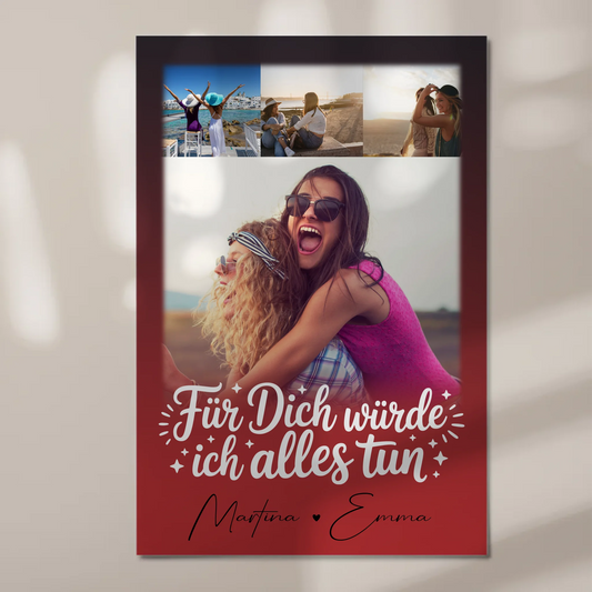 Magnetposter Fotoboard mit 4 Fotos Für dich würde ich alles tun personalisiertes Geschenk 1