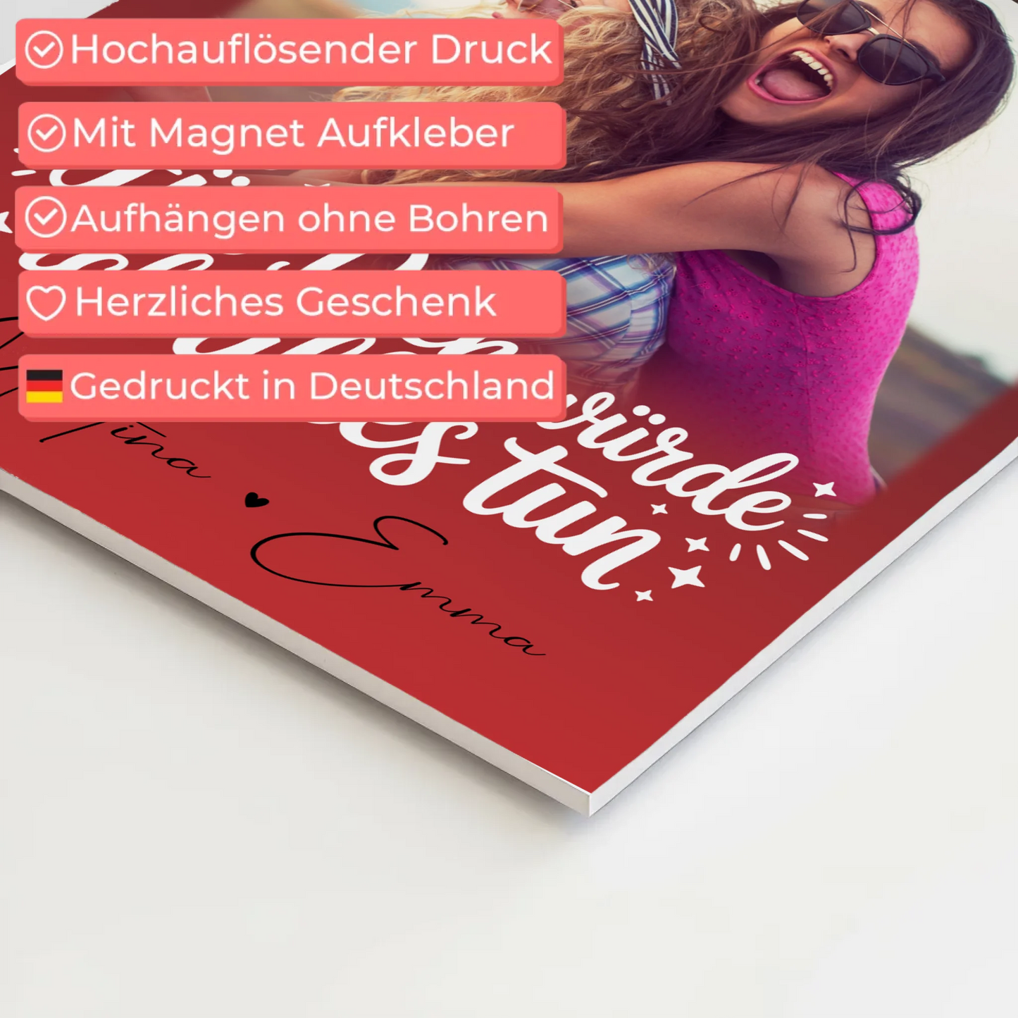 Magnetposter Fotoboard mit 4 Fotos Für dich würde ich alles tun personalisiertes Geschenk 4