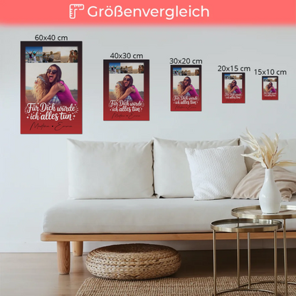 Magnetposter Fotoboard mit 4 Fotos Für dich würde ich alles tun personalisiertes Geschenk