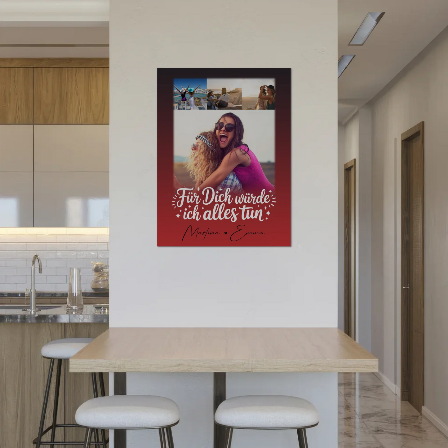 Magnetposter Fotoboard mit 4 Fotos Für dich würde ich alles tun personalisiertes Geschenk