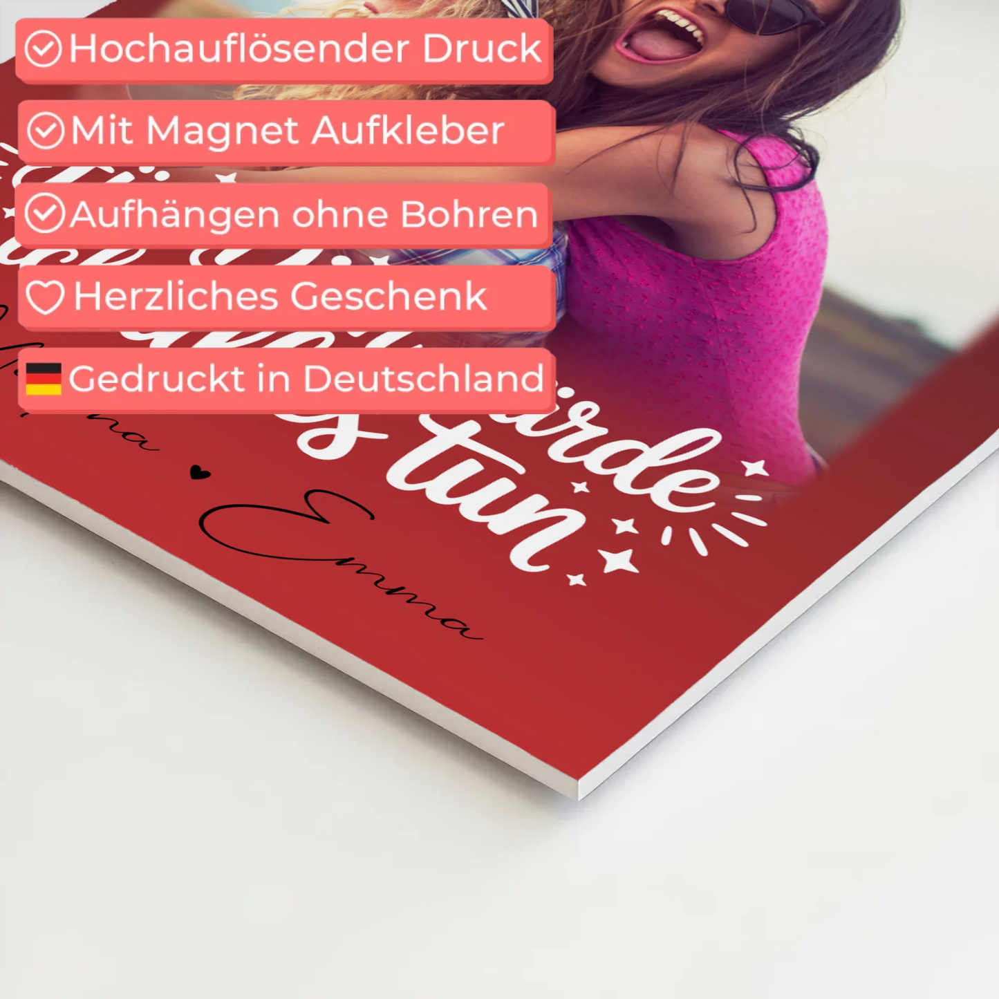 Magnetposter Fotoboard mit 4 Fotos Für dich würde ich alles tun personalisiertes Geschenk