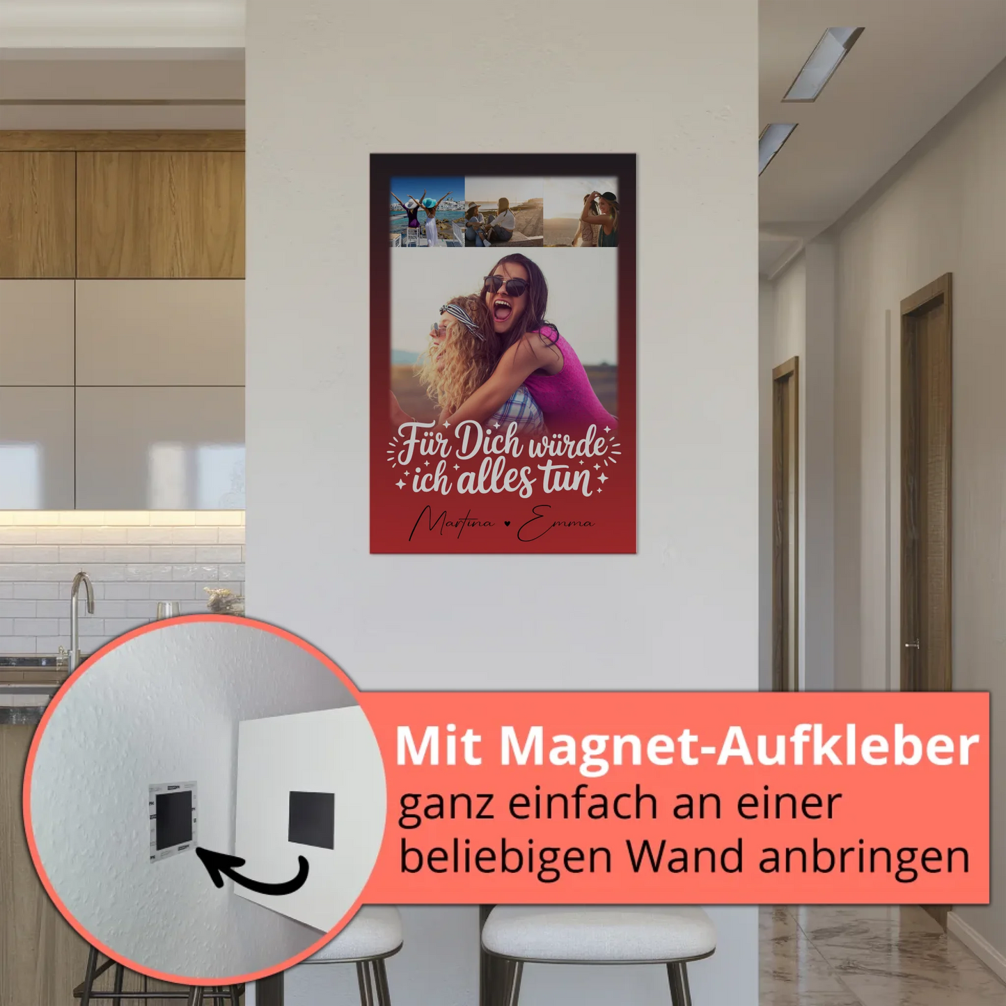 Magnetposter Fotoboard mit 4 Fotos Für dich würde ich alles tun personalisiertes Geschenk
