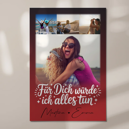 Magnetposter Fotoboard mit 4 Fotos Für dich würde ich alles tun personalisiertes Geschenk