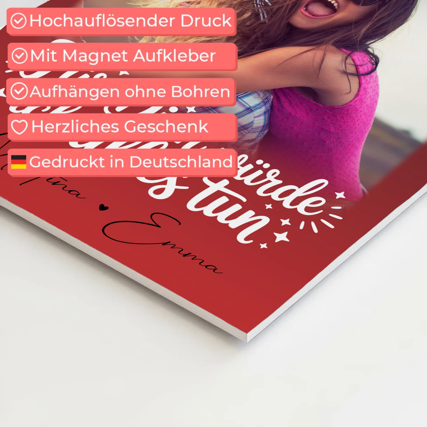 Magnetposter Fotoboard mit 4 Fotos Für dich würde ich alles tun personalisiertes Geschenk