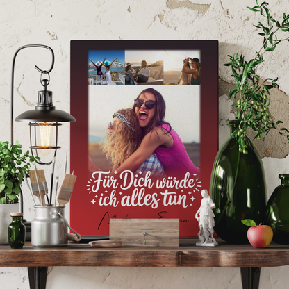 Personalisierte Leinwand Schwester mit 4 Fotos Für dich würde ich alles tun