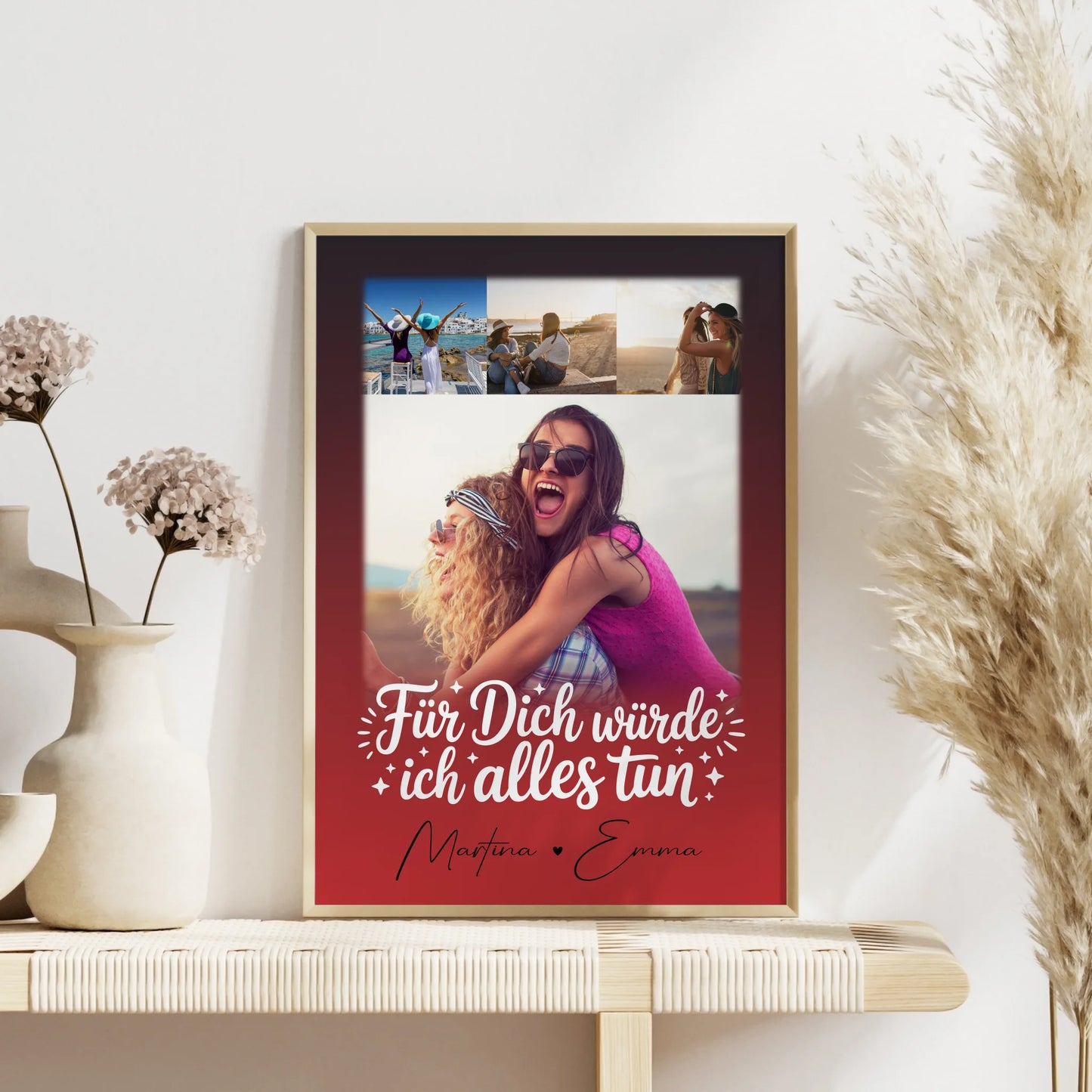 Schwester Poster personalisiert mit 4 Fotos Für dich würde ich alles tun