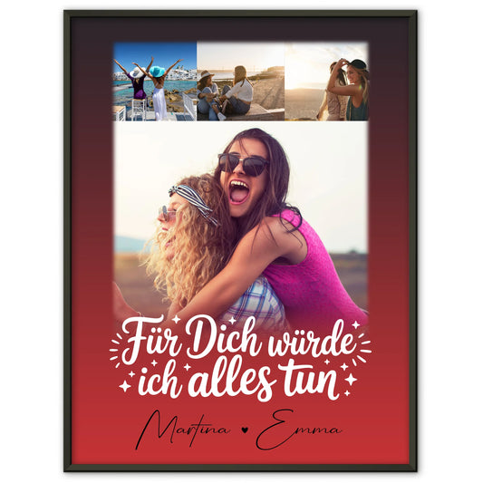 Schwester Poster personalisiert mit 4 Fotos Für dich würde ich alles tun