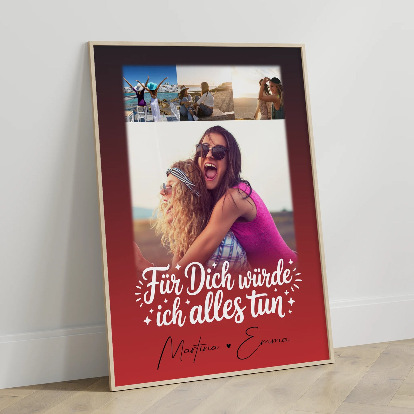 Schwester Poster personalisiert mit 4 Fotos Für dich würde ich alles tun