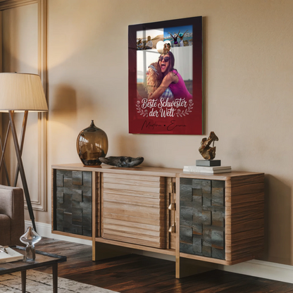 Personalisierte Geschenke mit Foto Mit Acrylglas 3 Fotos und Herz für die Beste Schwester der Welt