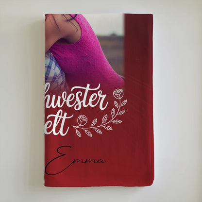 Personalisierte Kuscheldecke mit Namen 3 Fotos und Herz Foto Beste Schwester der Welt 6